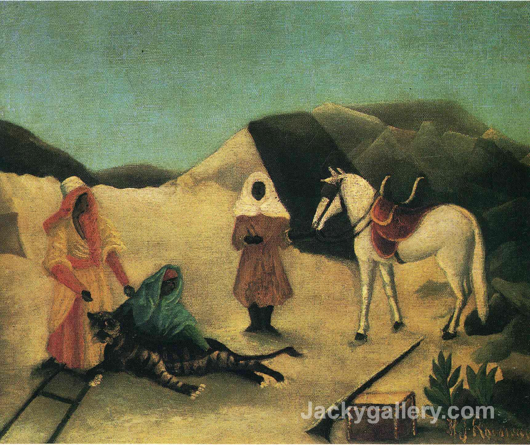 The Tiger Hunt by Henri Rousseau paintings reproduction